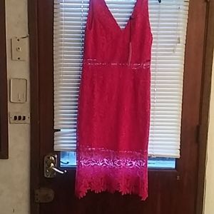 Lace hot pink dress